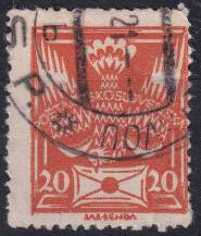 1921, ČSR I, 0148AVV, Výplatní známka: Holubice ⊙