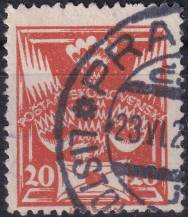 1921, ČSR I, 0148AVV, Výplatní známka: Holubice ⊙
