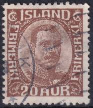 1921, Island, 0101, Výplatní známka: Král Kristián X. ⊙