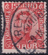 1921, Island, 0102, Výplatní známka: Král Kristián X. ⊙