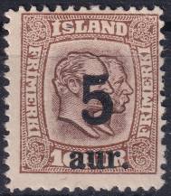 1921, Island, 0105, Výplatní známka ✶