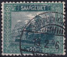 1921, Německá plebiscitní území (Sársko), 055A, Výplatní: obrázky krajiny - těžní věž dolu Reden ⊙