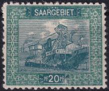 1921, Německá plebiscitní území (Sársko), 055A, Výplatní: obrázky krajiny - těžní věž dolu Reden ✶