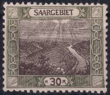 1921, Německá plebiscitní území (Sársko), 057A, Výplatní: obrázky krajiny - sárská smyčka u Mettlachu ✶