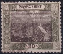 1921, Německá plebiscitní území (Sársko), 057A, Výplatní: obrázky krajiny - sárská smyčka u Mettlachu ⊙