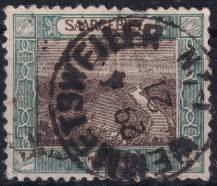 1921, Německá plebiscitní území (Sársko), 058A, Výplatní: obrázky krajiny - sárská smyčka u Mettlachu ⊙