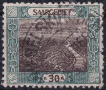 1921, Německá plebiscitní území (Sársko), 058A, Výplatní: obrázky krajiny - sárská smyčka u Mettlachu ⊙