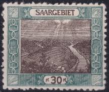 1921, Německá plebiscitní území (Sársko), 058A, Výplatní: obrázky krajiny - sárská smyčka u Mettlachu ✶