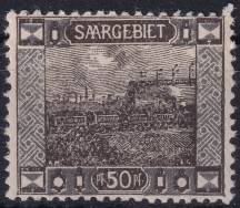 1921, Německá plebiscitní území (Sársko), 060A, Výplatní: obrázky krajiny - signální můstek, nádraží Saabrücken ✶✶