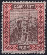 1921, Německá plebiscitní území (Sársko), 061A, Výplatní: obrázky krajiny - "Stará věž" benediktinského opatství, Mettlach ⊙