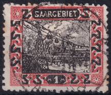 1921, Německá plebiscitní území (Sársko), 063AI, Výplatní: obrázky krajiny - lanovka, Fenne ⊙