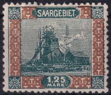 1921, Německá plebiscitní území (Sársko), 064ADV, Výplatní: obrázky krajiny - těžní věž ✶