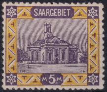 1921, Německá plebiscitní území (Sársko), 067A, Výplatní: obrázky krajiny - ludvíkův kostel, Saarbrücken ✶