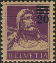 1921, Švýcarsko, 0160a, Výplatní známka: Tellovo poprsí ∗∗