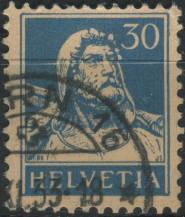 1921, Švýcarsko, 0169x, Výplatní známka: Tellovo poprsí ⊙