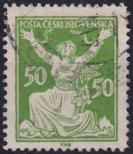 1922, ČSR I, 0156B, Výplatní známka: Osvobozená republika ⊙