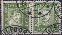 1924, Dánsko, 0131+0140St, 300 let Dánské pošty: Král Kristián IV. a X. ⊙