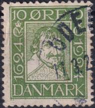 1924, Dánsko, 0131, 300 let Dánské pošty: Král Kristián IV. ⊙