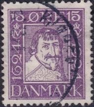 1924, Dánsko, 0132, 300 let Dánské pošty: Král Kristián IV. ⊙
