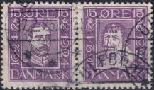 1924, Dánsko, 0135+0138St, 300 let Dánské pošty: Král Kristián IV. a X. ⊙