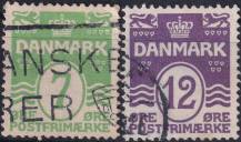 1926, Dánsko, 0166/0167, Výplatní známky: Vlnky, s 18 srdičky ⊙