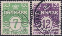 1926, Dánsko, 0166/0167, Výplatní známky: Vlnky, s 18 srdičky ⊙
