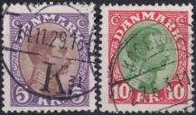 1927/1928, Dánsko, 0175/0176, Výplatní známky: Král Kristián X. ⊙