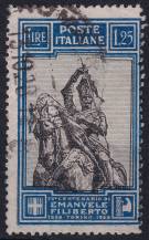 1928, Itálie, 0290B, 400. výročí narození knížete Filiberta Savojského, 10. výročí vítězství: Jezdecký obraz knížete Emanuela Filiberta v Turíně  ⊙