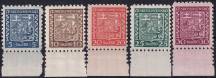 1929/1931, ČSR I, 0248/0252, Výplatní známky: Státní znak ✶✶ o D