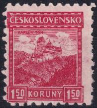 1929, ČSR I, 0220VV, Výplatní známka: Hrady, krajiny, měst - Karlštejn ✶✶