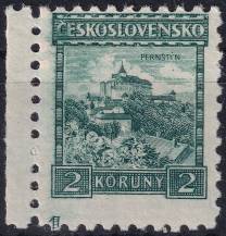 1929, ČSR I, 0221DČ, Výplatní známka: Hrady, krajiny, měst - Pernštej ✶✶ o L