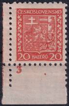 1929, ČSR I, 0250xDČ, Výplatní známka: Státní znak ✶✶ L D