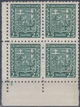 1929, ČSR I, 0251DČ, Výplatní známka: Státní znak ∗∗ 4blok, r