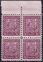 1929, ČSR I, 0252, Výplatní známky: Státní znak ✶✶ ⊞ o H