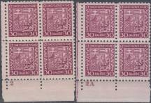 1929, ČSR I, 0252DČ, Výplatní známka: Státní znak ✶✶ 4blok, r