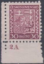1929, ČSR I, 0252DČ, Výplatní známka: Státní znak ✶✶ L D