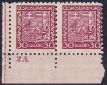 1929, ČSR I, 0252DČVV, Výplatní známka: Státní znak ✶✶ ⊟ L D