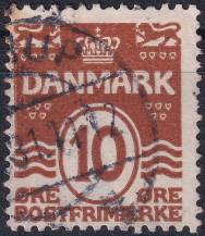 1930, Dánsko, 0184VV, Výplatní známka: Vlnky, s 18 srdičky ⊙