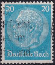 1933, Deutsches Reich, 0489, Výplatní známka: Paul von Hindenburg v medailonu (II) - Paul von Hindenburg (1847-1934), 2. říšský prezident ⊙  