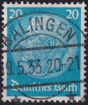 1933, Deutsches Reich, 0489, Výplatní známka: Paul von Hindenburg v medailonu (II) - Paul von Hindenburg (1847-1934), 2. říšský prezident ⊙  