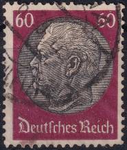 1933, Deutsches Reich, 0493, Výplatní známka: Paul von Hindenburg v medailonu (II) - Paul von Hindenburg (1847-1934), 2. říšský prezident ⊙  
