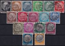 1933, Deutsches Reich, 0512/0528, Výplatní známky: Paul von Hindenburg v medailonu (III)  ⊙