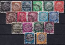 1933, Deutsches Reich, 0512/0528, Výplatní známky: Paul von Hindenburg v medailonu (III)  ⊙
