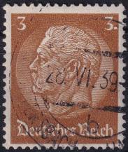 1934, Deutsches Reich, 0513X, Výplatní známka: Paul von Hindenburg v medailonu (III) - Paul von Hindenburg (1847-1934), 2. říšský prezident ⊙