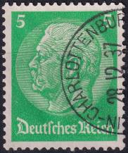 1934, Deutsches Reich, 0515, Výplatní známka: Paul von Hindenburg v medailonu (III) - Paul von Hindenburg (1847-1934), 2. říšský prezident ⊙