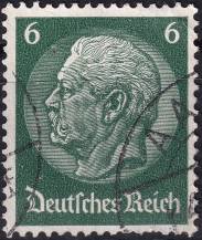 1934, Deutsches Reich, 0516, Výplatní známka: Paul von Hindenburg v medailonu (III) - Paul von Hindenburg (1847-1934), 2. říšský prezident ⊙