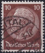1934, Deutsches Reich, 0518X, Výplatní známka: Paul von Hindenburg v medailonu (III) - Paul von Hindenburg (1847-1934), 2. říšský prezident ⊙