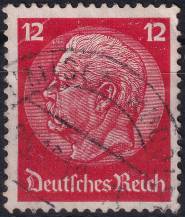 1934, Deutsches Reich, 0519, Výplatní známka: Paul von Hindenburg v medailonu (III) - Paul von Hindenburg (1847-1934), 2. říšský prezident ⊙