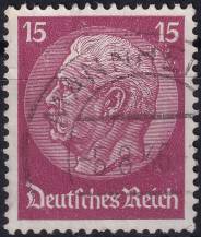 1934, Deutsches Reich, 0520, Výplatní známka: Paul von Hindenburg v medailonu (III) - Paul von Hindenburg (1847-1934), 2. říšský prezident ⊙