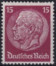 1934, Deutsches Reich, 0520X, Výplatní známka: Paul von Hindenburg v medailonu (II) ✶
